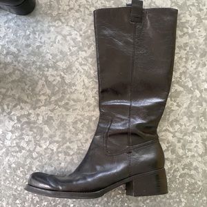 Black leather tall boots